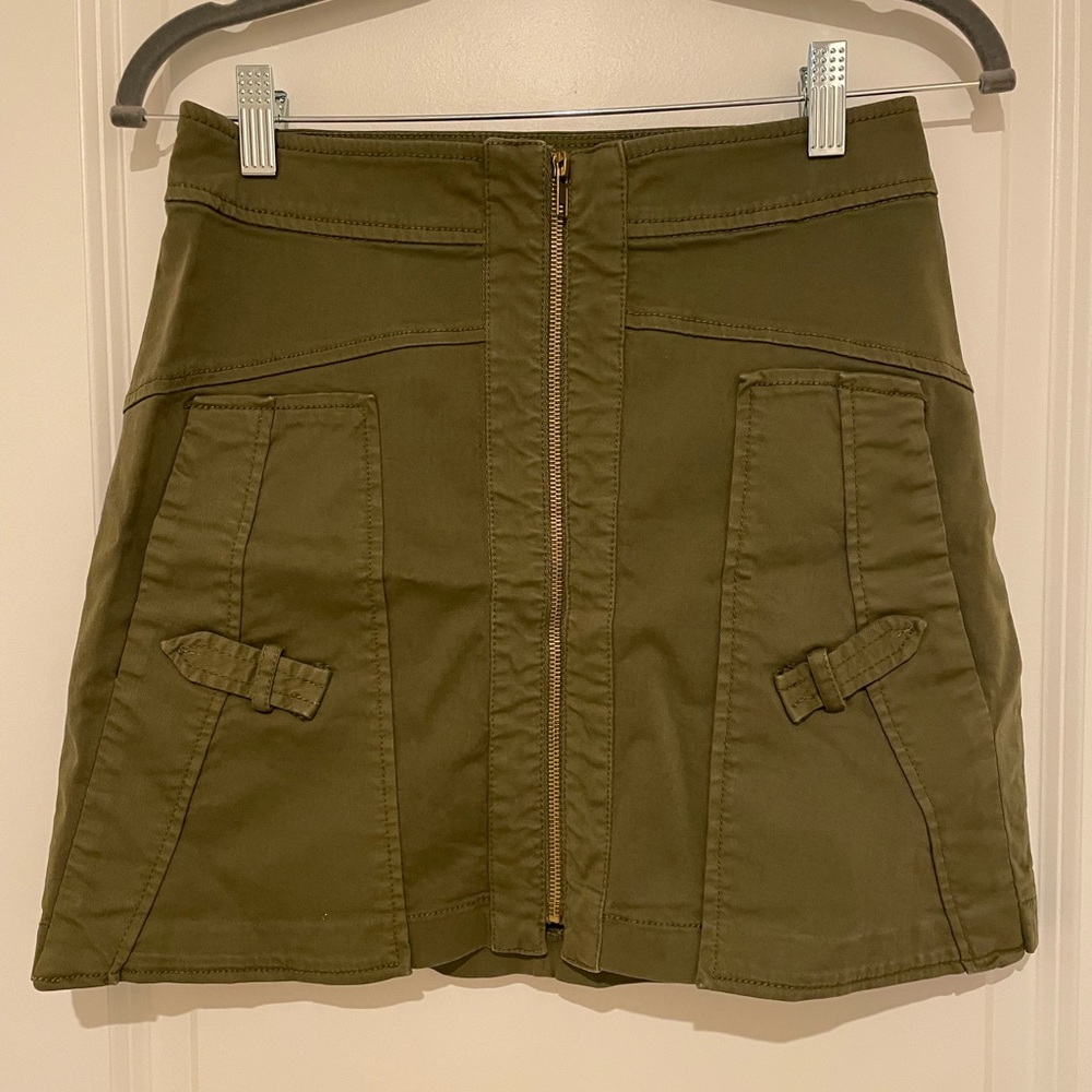 Zara Basics Green Cargo Zipper Skirt